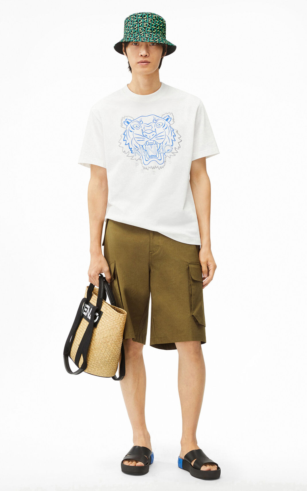 T Shirt Kenzo Tiger Homme Blanche | FINO-38154